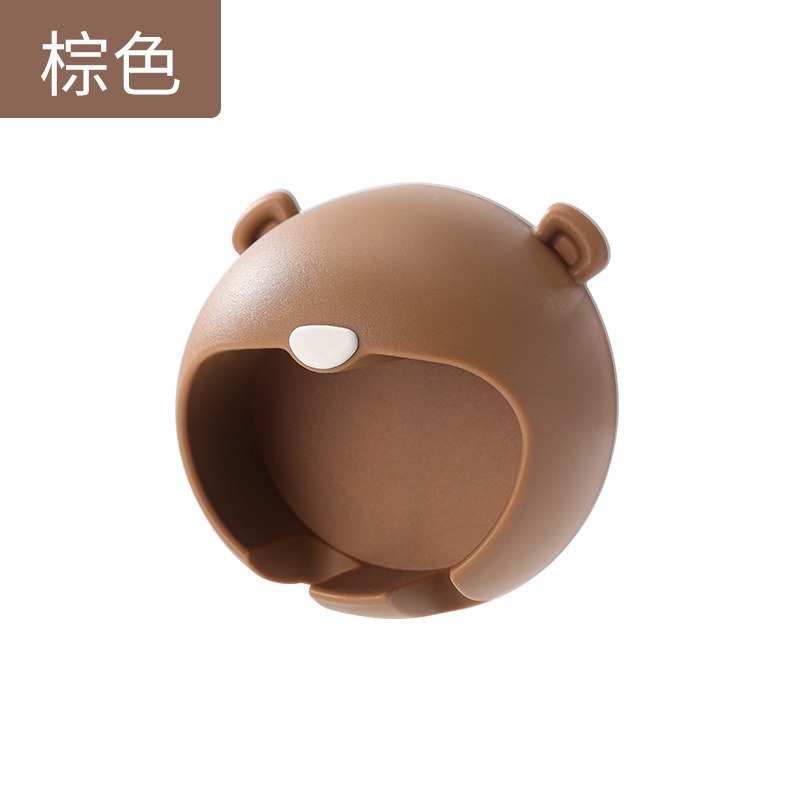 Baño colgado en la pared sin perforación oso cepillo de dientes estante de dibujos animados sin marcas de doble agujero cepillo de dientes estante de almacenamiento de cepillo de dientes eléctrico