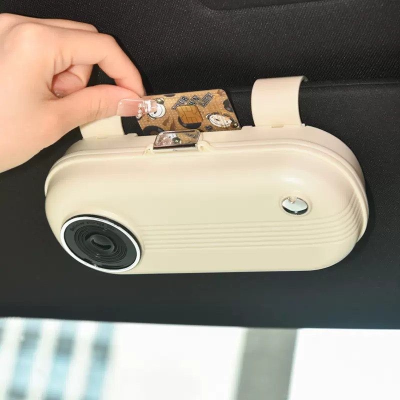 车载眼镜盒创意多功能太阳镜墨镜翻盖收纳盒车内遮阳板票据夹支架