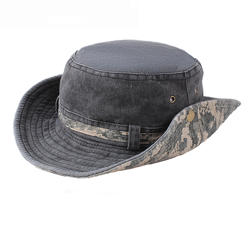 Retro washed brim fisherman's hat for men and women, Japanese style, unisex versatile western cowboy hat, outdoor fishing and hiking hat