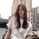 plus size chubby girl cotton white 300kg short sleeve T-shirt women's summer loose American half sleeve design niche top