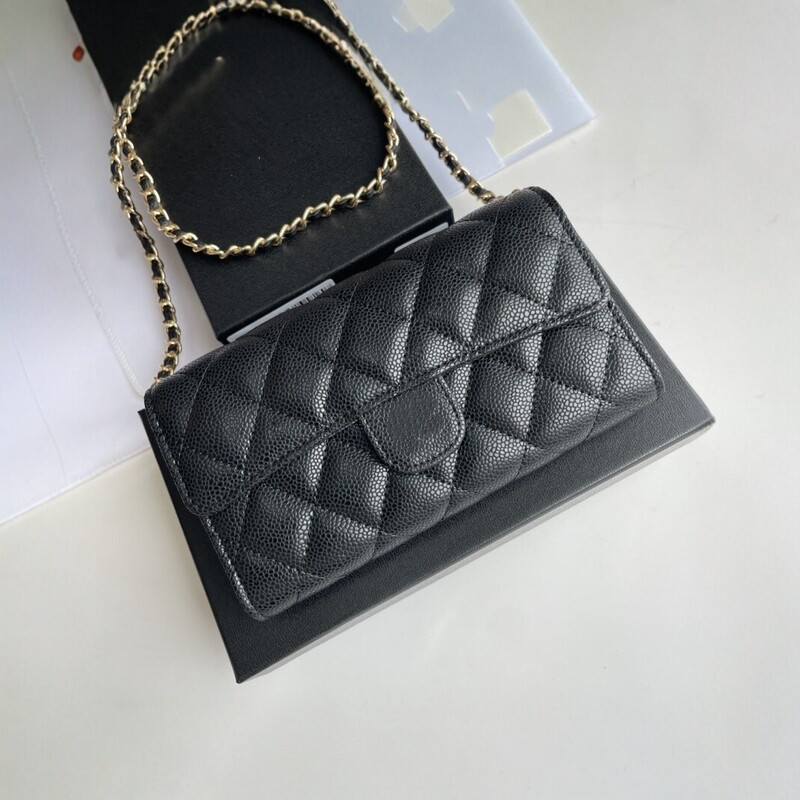 Cross-border bestseller classic diamond-pattern caviar leather chain crossbody small bag, clutch shoulder bag, women's long wallet Cross-border bestseller classic diamond-pattern caviar leather chain crossbody small bag, clutch shoulder bag, women's long wallet
