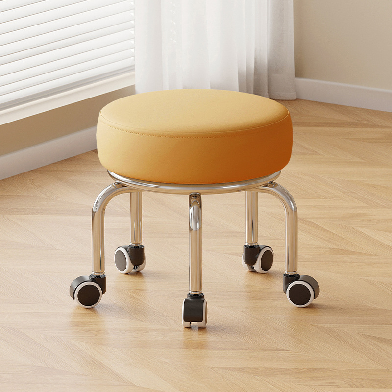 Polia doméstica taburete bajo rueda universal pequeño taburete silencioso rotativo taburete redondo móvil con artefacto moderno y simple