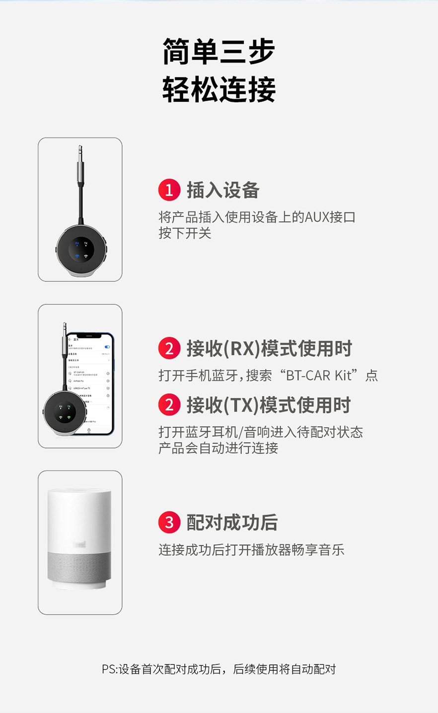 Car FM Bluetooth 5.3 transmitter receiver two-in-one car audio connection wireless audio call adapter
