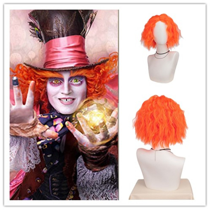 Alice in Wonderland Wig Short Curly Mad Hatter Wig Manufacturer Ready-Made Wig Small Curly Orange Halloween Alice in Wonderland Wig Short Curly Mad Hatter Wig Manufacturer Ready-Made Wig Small Curly Orange Halloween