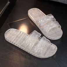 拖鞋防滑水晶亮片公主女夏室外海边度假洗澡居家居凉塑胶透气跨境