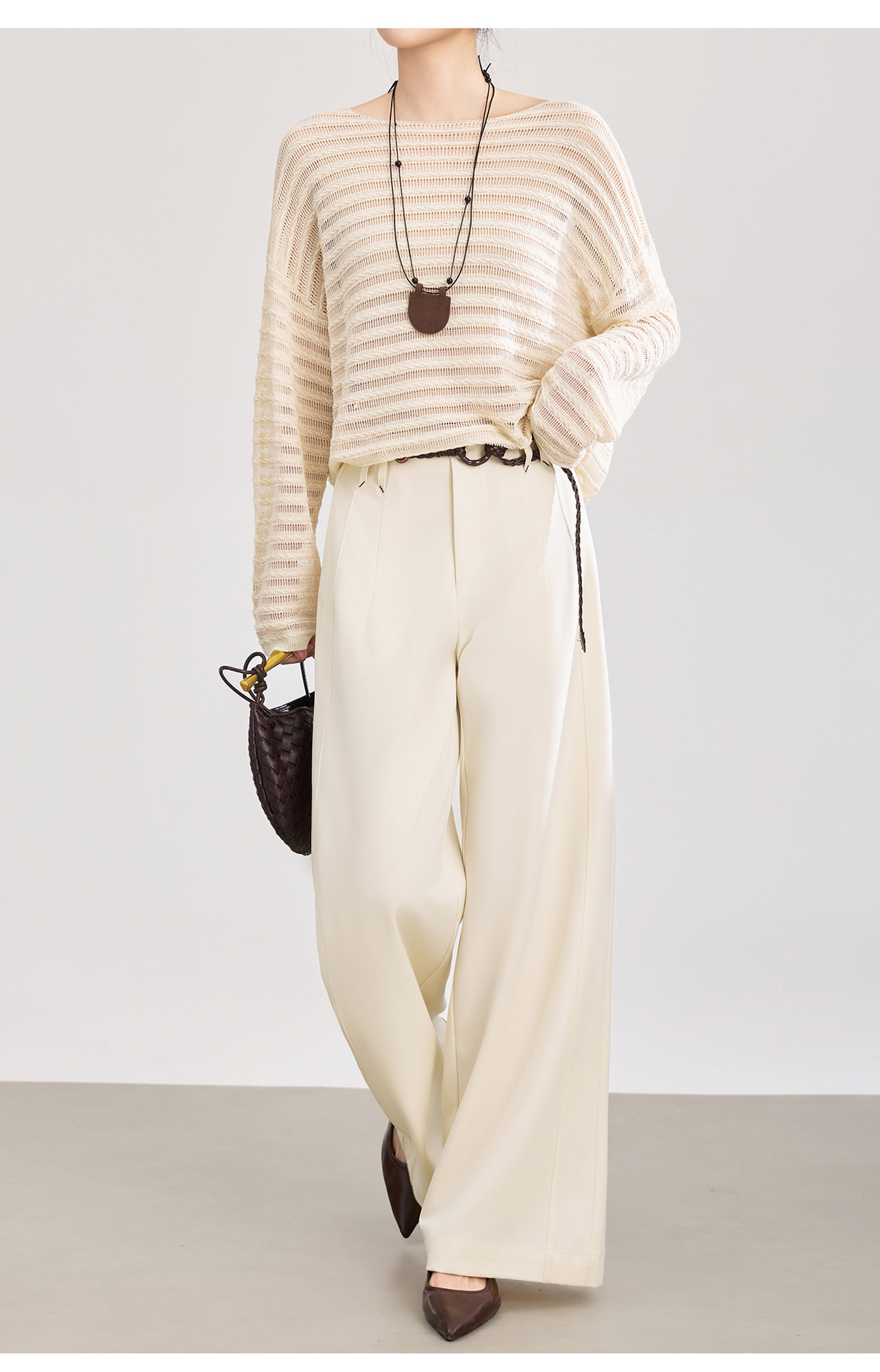 Quần culottes nữ ống rộng dáng suông chất len pha tơ nhân tạo cao cấp — Xanh lông mòng đen chi tiết 21