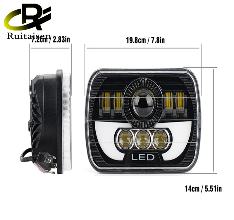 5x7 luz cuadrada adecuada para jeep chenoji 7 pulgadas LED faro 6x7 lejos y cerca de la luz faro modificación fuera de la carretera