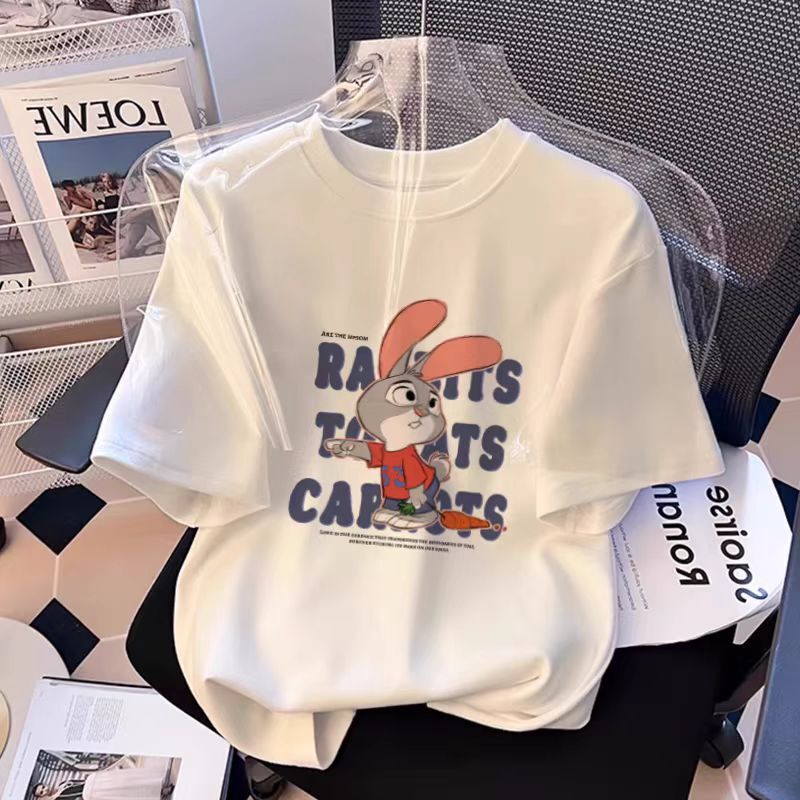 White Cotton Women's Short-Sleeved T-Shirt 2025 Summer New Loose Top Girls Clothes Summer Clothes