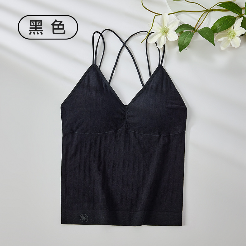 Chaleco de cinturón de hielo mujer correa de hombro delgada de color sólido desmontable taza transpirable cómodo chaleco de sostén de mujer al por mayor en stock