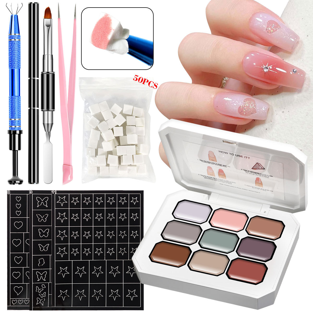 Nuevo Jiugong Ge Flap Face Jacquard 2025, nuevo pegamento de transferencia de uñas en relieve de pintura libre de lavado Aurora