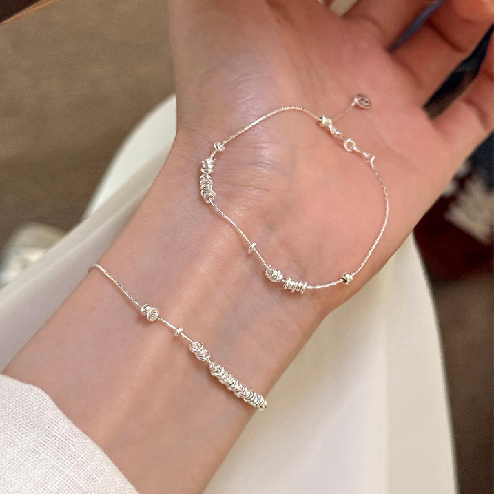 Korean-Style Silver Bead Disc Bracelet, Exquisite and Versatile, with an Instagram-Worthy Niche Design, Simple and High-End Feel Jewelry