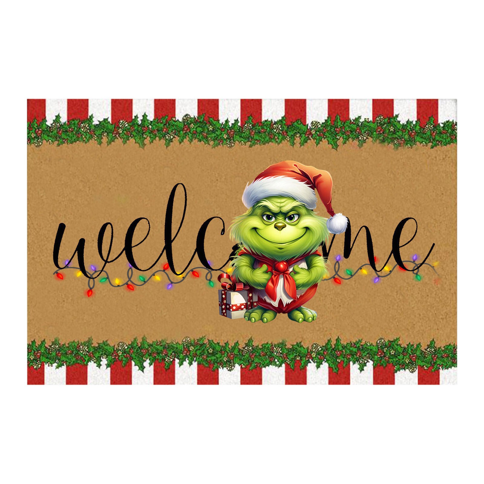 En stock Grinch alfombra del piso transfronterizo alfombra de Navidad alfombra de puerta de vacaciones verde payaso alfombra del piso