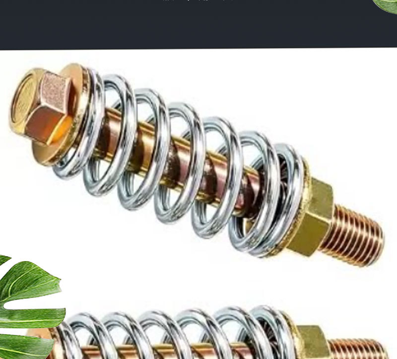2-piece set of gold-colored car exhaust pipe bolt and nut spring set M10x1.5x75mm