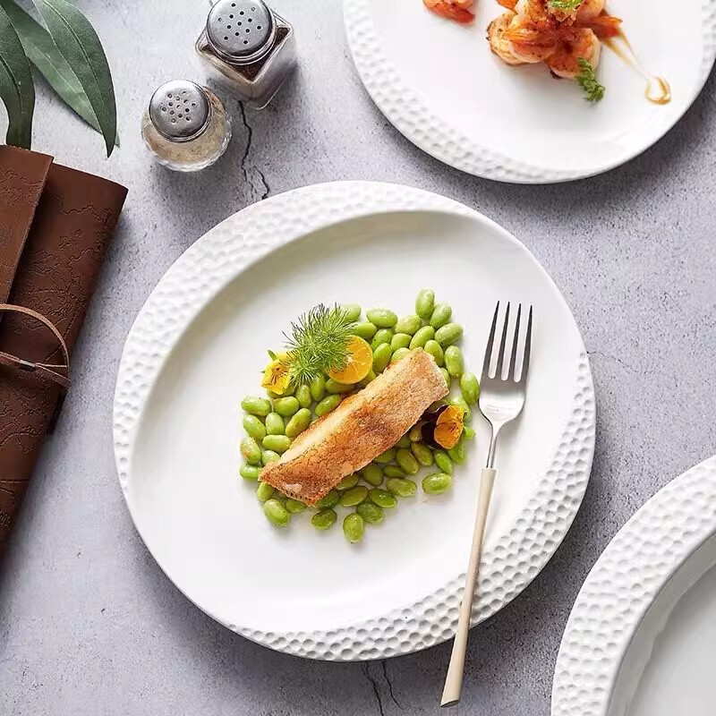 French advanced cuisine plate dessert plate salad plate white commercial Western Steak Club restaurant ceramic tableware