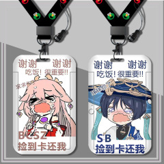 Original Sound Expression Picked Up Card Holder, Student Campus Cartoon Card Case with Adjustable Lanyard, Thick and Durable Hard Shell, Universal