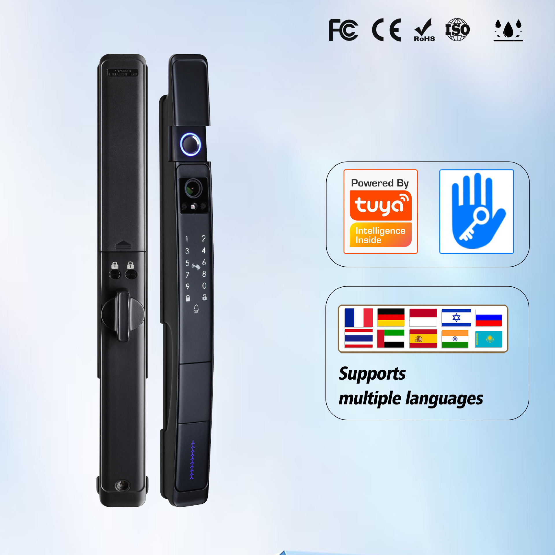 跨境窄门全自动断桥铝人脸锁TTLOCK蓝牙锁远程可视对讲滑盖指纹锁