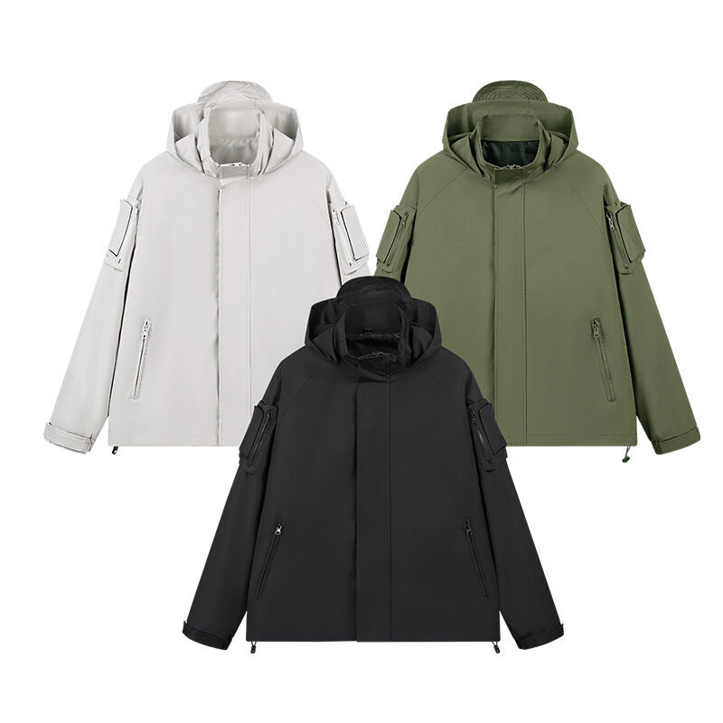 Men's Clothing Spring and autumn 2024 men's jacket solid color outdoor men's jacket thin windproof waterproof solid color couple jacket_voghion.com