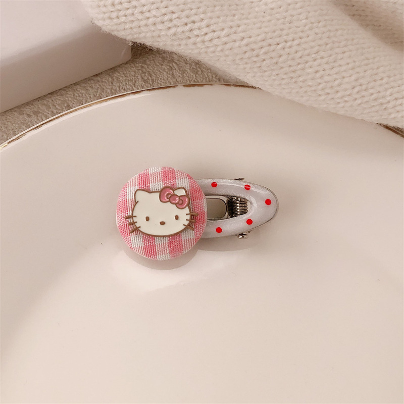Linda horquilla de botón de aleación de gatito todo fósforo pequeño verano fresco dulce fresco clip de flequillo clip lateral clip de boca de pato accesorios para el cabello