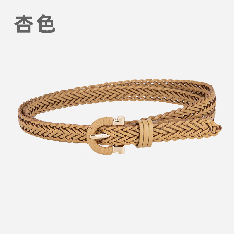 时尚韩版女士编织腰带免打孔复古百搭简约搭配休闲牛仔裤装饰皮带|undefined