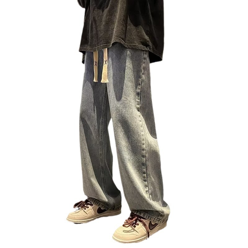 2024 primavera y otoño nuevos pantalones vaqueros casuales rectos sueltos para hombres