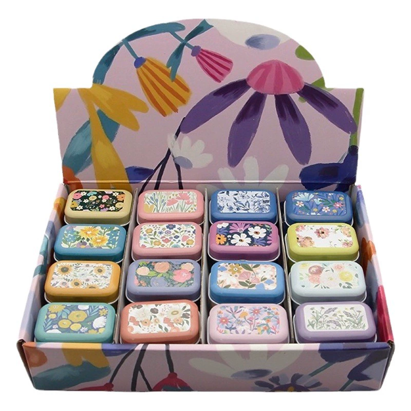 Цветная коробка жести с крышкой 16 шт узор жести прямоугольный маленький железный ящик