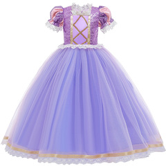 New 2022 Children's Skirt Halloween Costume Sophia Long Hair Princess Dress for Girls Summer Dress