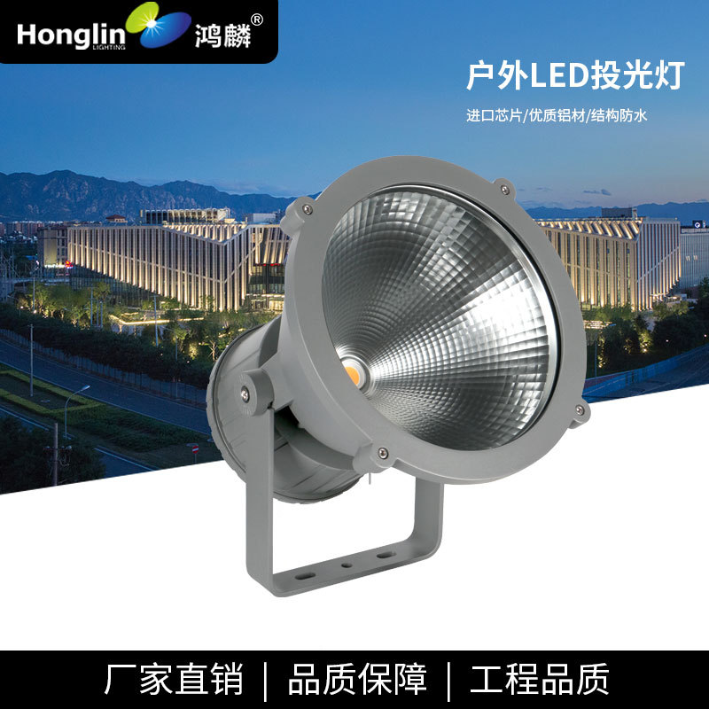 单色50W60WLED投光灯大功率足瓦射灯外墙高楼柱子广场广告招牌灯