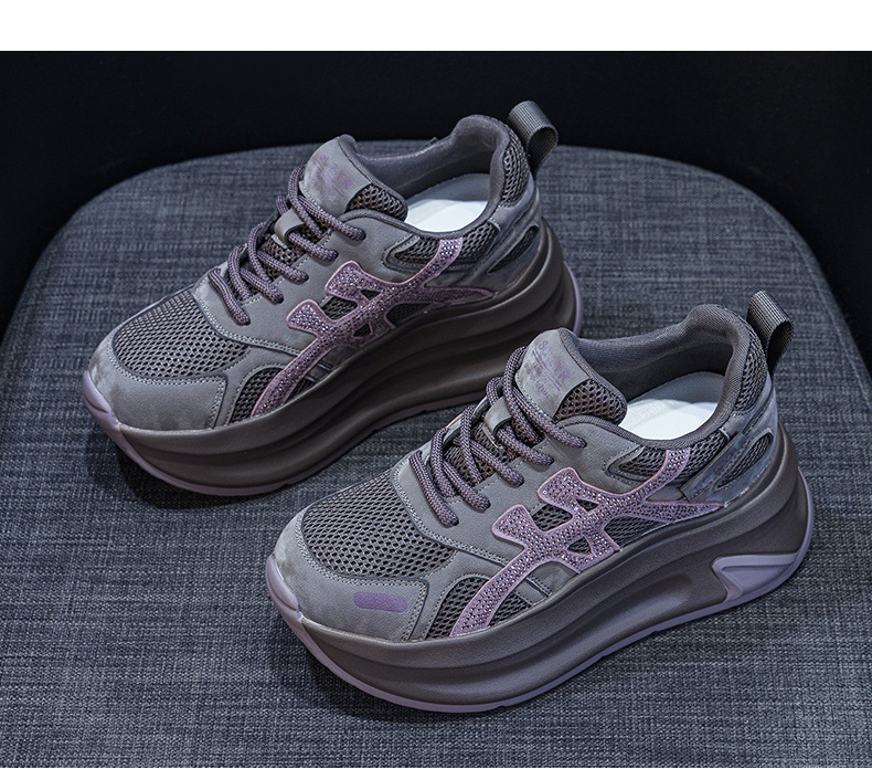 Giày sneaker nữ đế dày tăng chiều cao phong cách dad shoes mới thu 2026 — M2931 màu đen, M2931 màu nâu, M2931 màu xám chi tiết 21