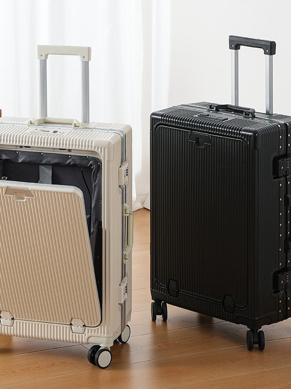 Apertura delantera varilla multifuncional para estudiantes marco de aluminio maleta para computadora hombres y mujeres rueda universal contraseña de embarque caja de viaje