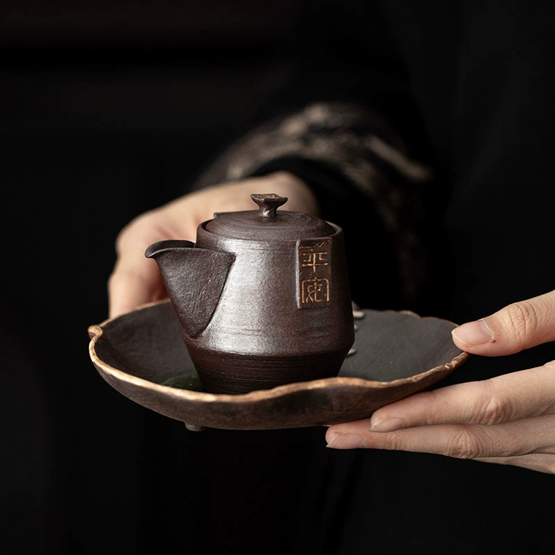 Старинная чайная глиняная чашка с каменной зелени, керамическая китайская стиль, сухая пузырьковая поднос, домашний офис, чайник, чашка, подложка для теплоизоляции, набор чая, аксессуары