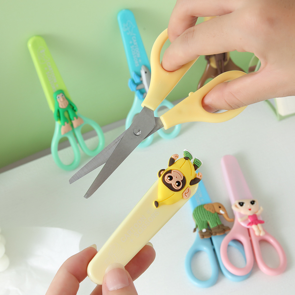 Nuevas tijeras de montaña AI dibujos animados extranjeros de montaña y mar de alto valor facial hechas a mano DIY tijeras estudiantes papelería