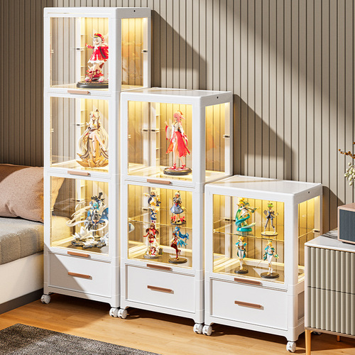Hand-made LEGO display cabinet with light, finishing model, toys, home display shelf, storage building blocks, transparent storage box