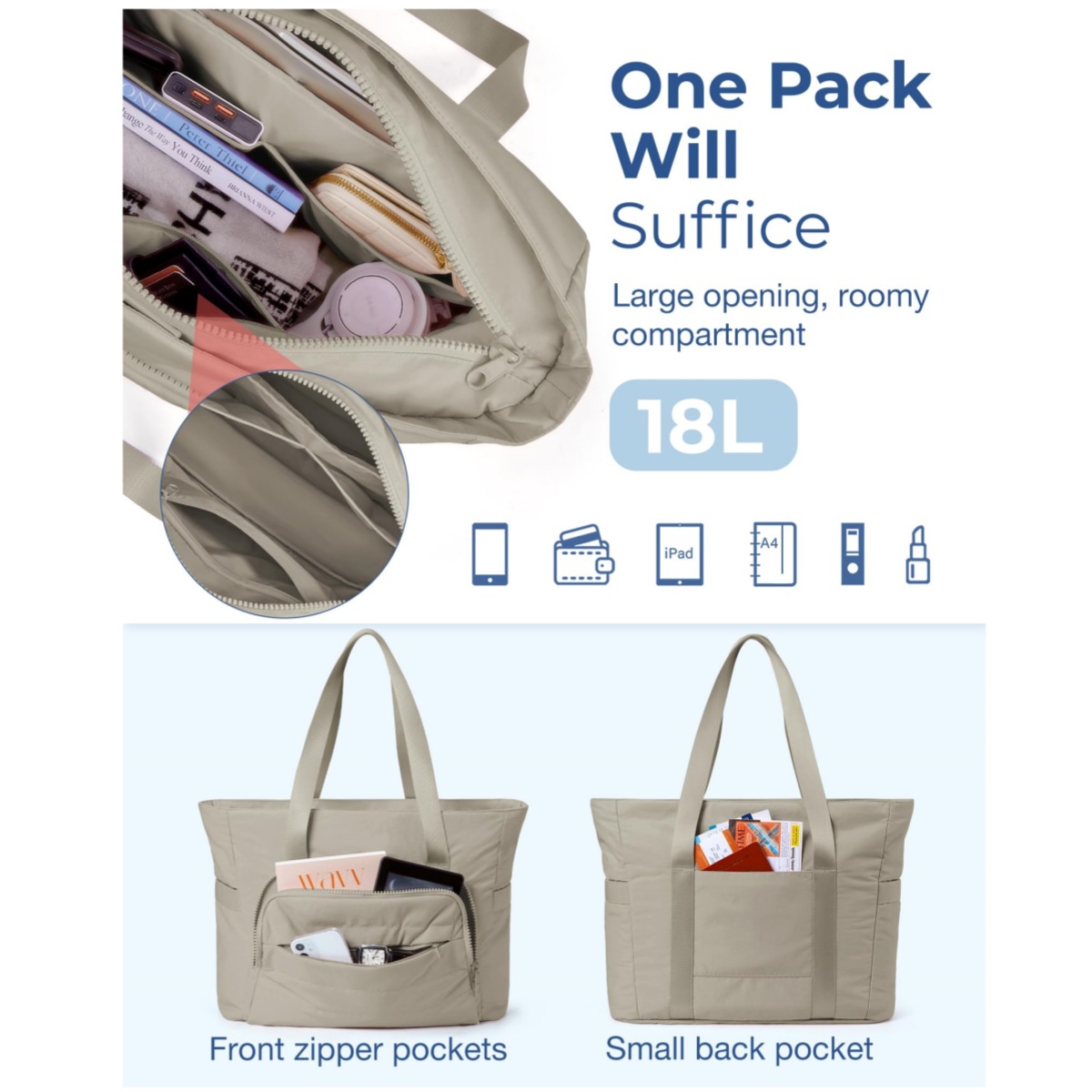 New handbag with yoga pads, straps, quilted shoulder bag, suitable for travel, work, and fitness_voghion.com