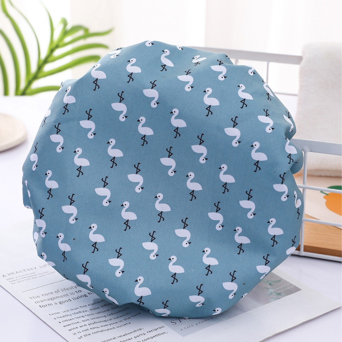 Gorro de ducha de doble capa Cubierta de la cabeza de baño impermeable para mujeres Gorro de ducha para adultos de PVC para el hogar Cubierta para el cabello Cocina a prueba de aceite Tapa de humo al por mayor