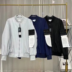 春秋の新作、欧米のトレンドブランド、無地、背面に大きなロゴ、パイロット風防水野球ジャケット、メンズ大きいサイズコート