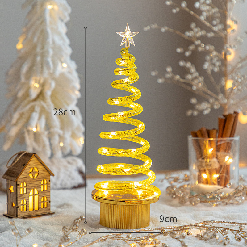 Small golden LED Christmas tree (spin -rotating)