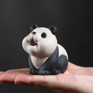 Yixing purple sand tea pet giant panda decoration handmade kung fu tea ceremony accessories tea play tea set creative cat tea tray wholesale