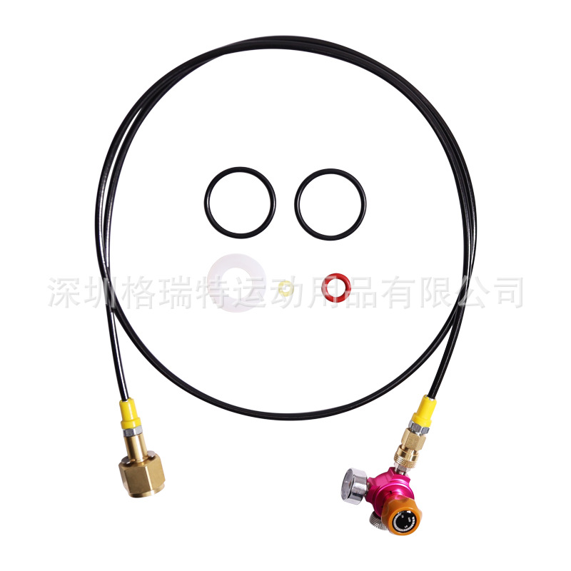 厂家批发1.5m细黑管接DUO苏打瓶充气接头CGA320、G5/8螺纹苏打管