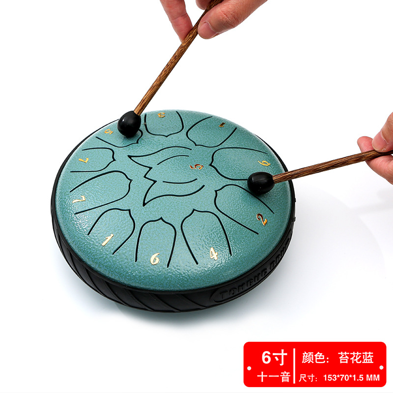 Fabricante fuente de 6 pulgadas 8 tonos 11 tonos instrumentos musicales tambor etéreo color vacío tambor sánscrito olvidar el polvo tambor olvidar la preocupación tambor Lotus