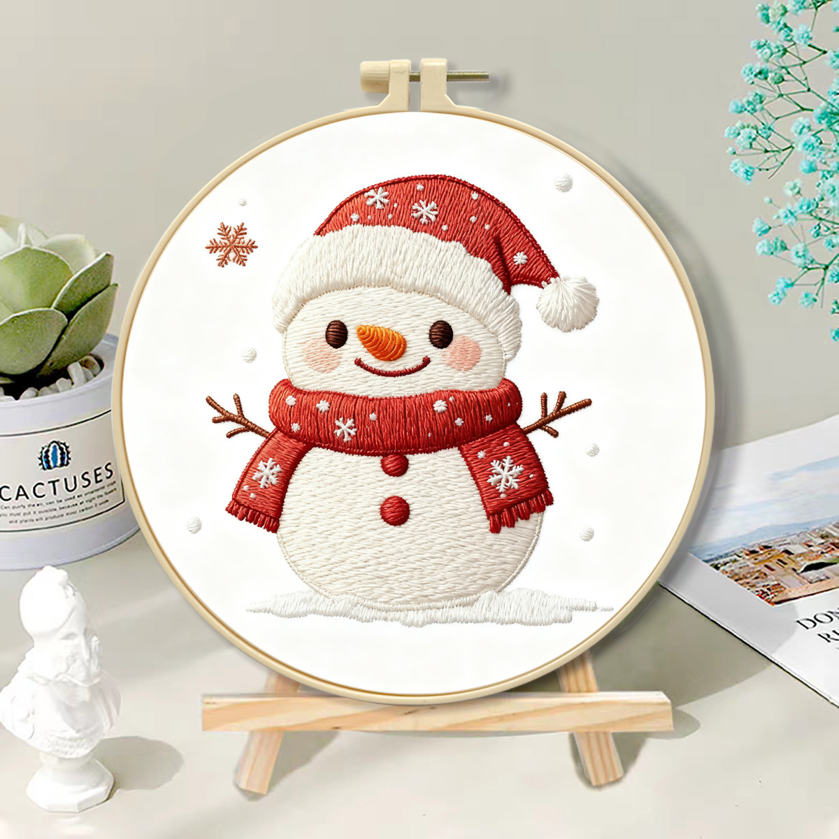 Nuevo bordado transfronterizo Navidad muñeco de nieve encantador dibujos animados principiantes paquete de material de bordado al por mayor