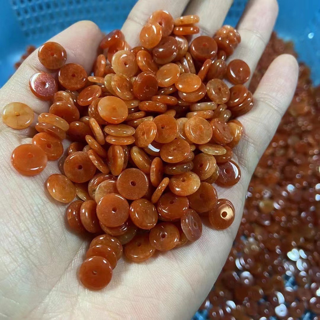 天然翡翠平安扣  8MM烧红平安扣翡翠玉石玉器工艺品玉饰礼品 批发