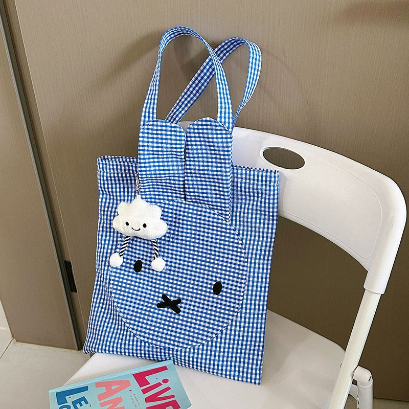 2025 новый модный милый клетчатый Miffy кролик одних плеч сумка-шопер вместительная городская повседневная сумка для покупок