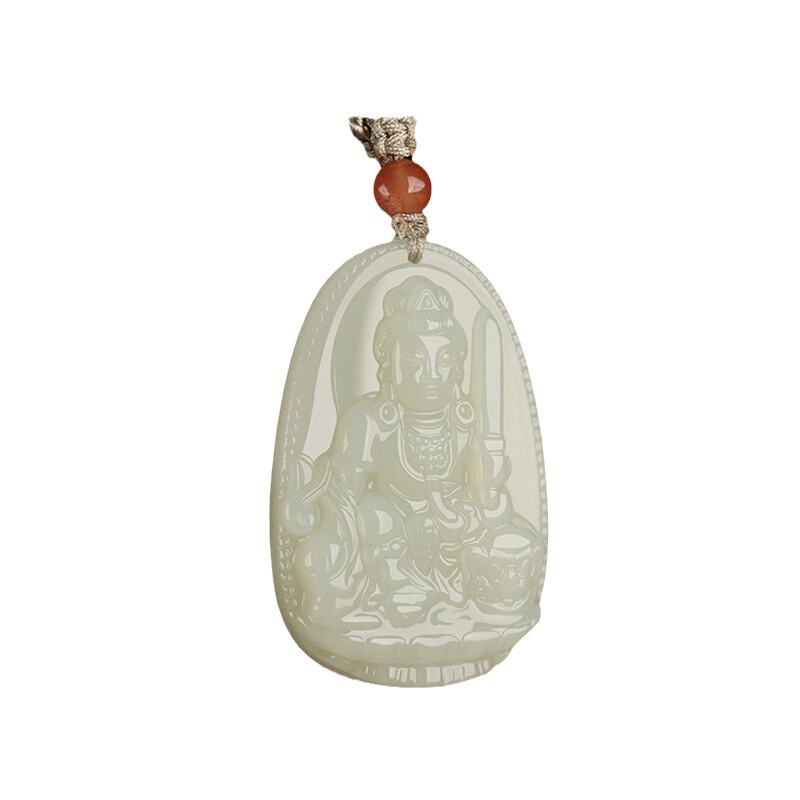 HETIAN JADE BENMINGFO 펜던트 12 조디악 후원자 성자 AVALOKITESVARA AVALOKITESVARA PUXIAN MANJUSRI VANITY 펜던트