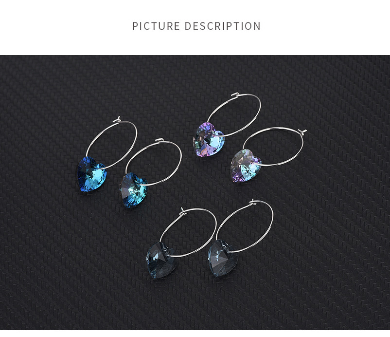 Fashion Heart Shape Sterling Silver Plating Artificial Crystal Earrings 1 Pair