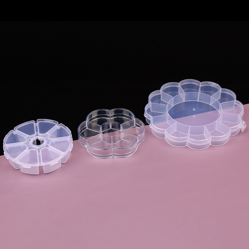 透明梅花7格分类收纳盒diy米珠串珠太阳花塑料盒软陶片圆8饰品盒