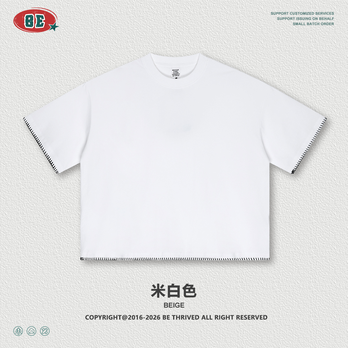 Be Hombres| Corto americano ancho Boxyfit Solona cuello redondo suelto camiseta de manga corta de diseño sensación de chaqueta casual para hombre