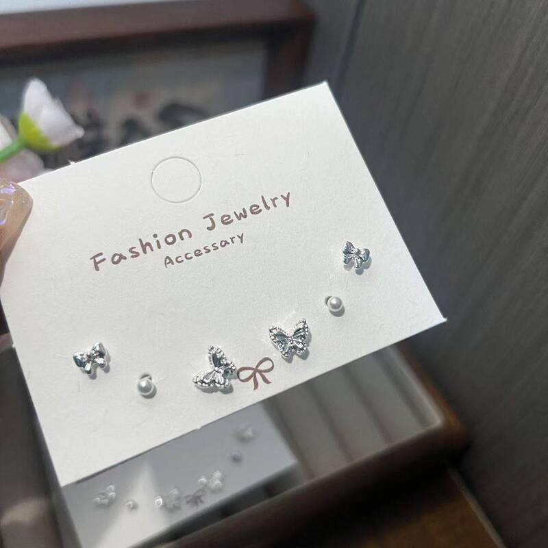 925银针少女蝴蝶结温柔耳钉简约甜美蝴蝶结珍珠耳环小巧百搭耳饰|undefined