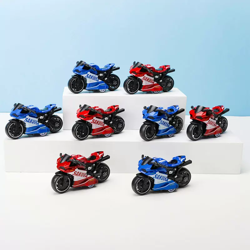 儿童玩具男孩仿真迷你小摩托车合金复古机车摆件玩具批发模型混发