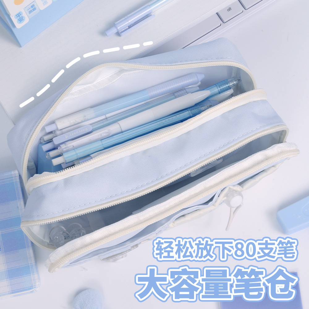Estuche informal para lápices con estilo ins, gran capacidad, diseño de varias capas, gran atractivo estético, adecuado para estudiantes de primaria y niños, estuche para lápices, estuche para bolígrafos, bolsa de almacenamiento