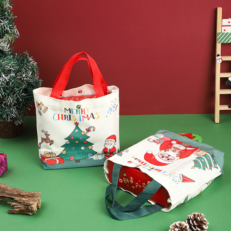 クリスマスのギフトバッグのプレゼント袋のキャンバスバッグのクリスマスイブの手提げ袋のキャンディーのリンゴのハンドバッグの人気商品|undefined